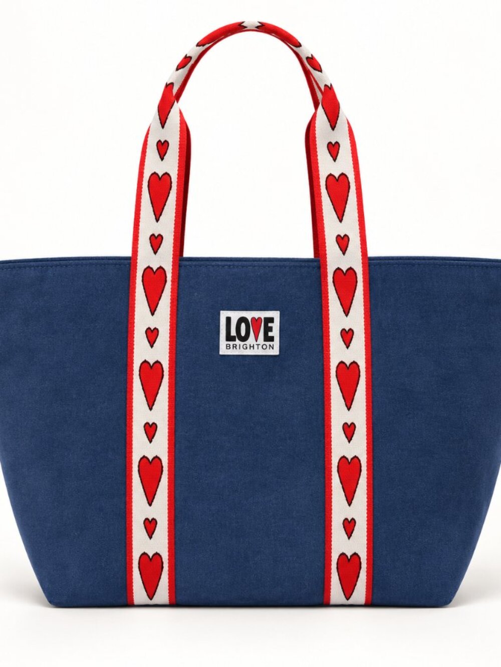 NWT Brighton Velveteen Love Tote Navy Blue Red Heart Bag